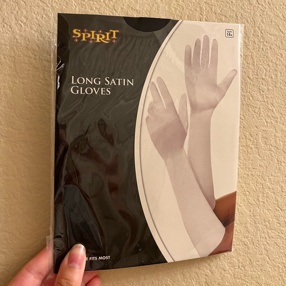 NWT LONG SATIN WHITE GLOVES SPIRIT HALLOWEEN